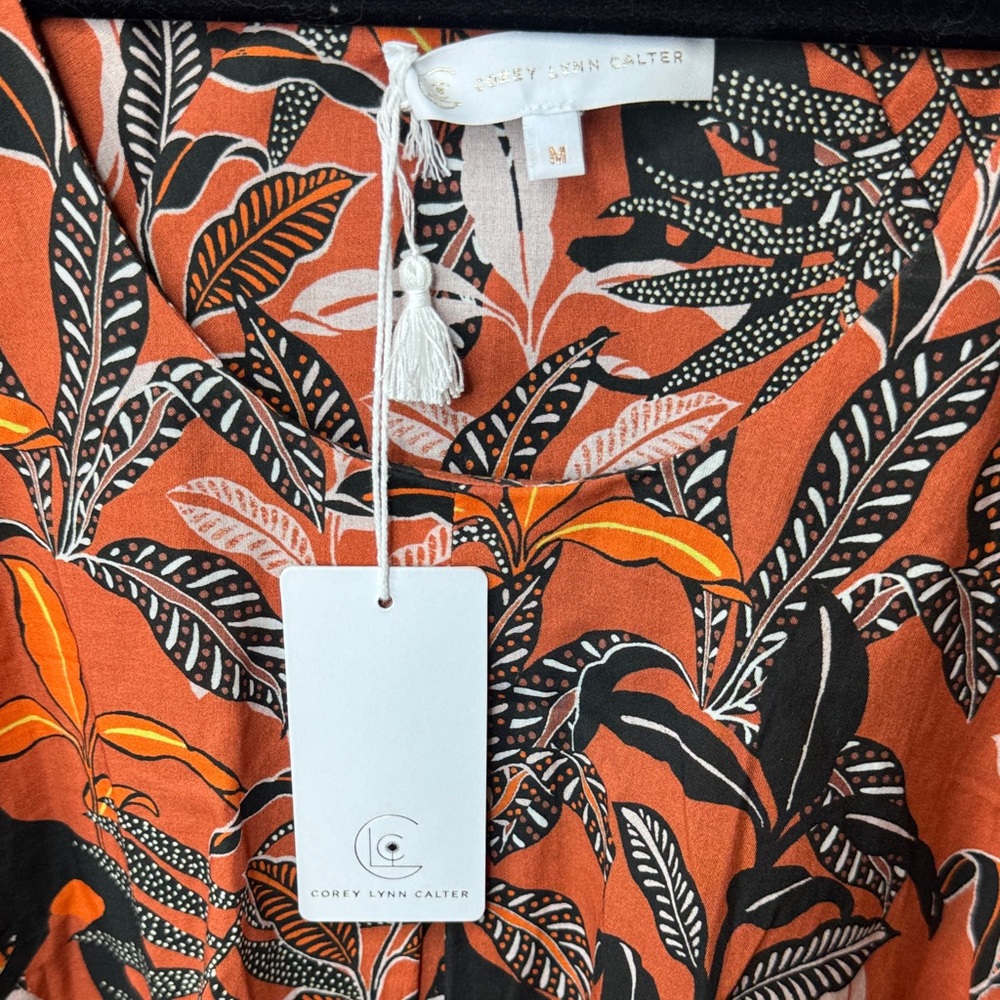 Corey Lynn Calter Jenny Top Monkey Around Print Puff Sleeve Blouse Size M NWT - Picture 2 of 9